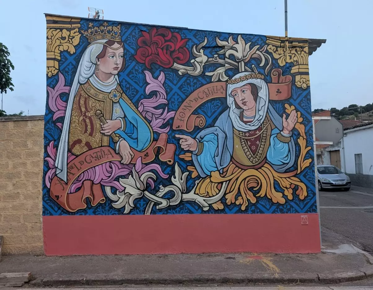 mural carlos adeva de isabel la catolica y juana la beltraneja