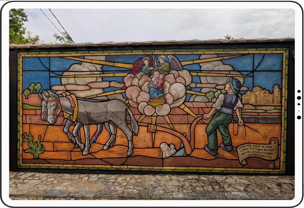 Recién terminando el mural para Toro Arte Urbano 25 en honor a la Virgen del Canto.